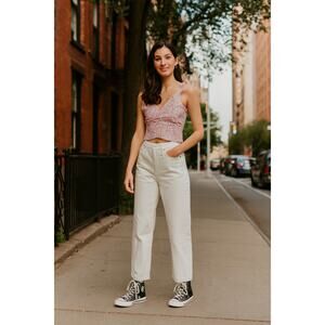 Levis 501 Women's 26x26 Ecru Straight Leg Crop Jeans Button Fly Classic G33-18